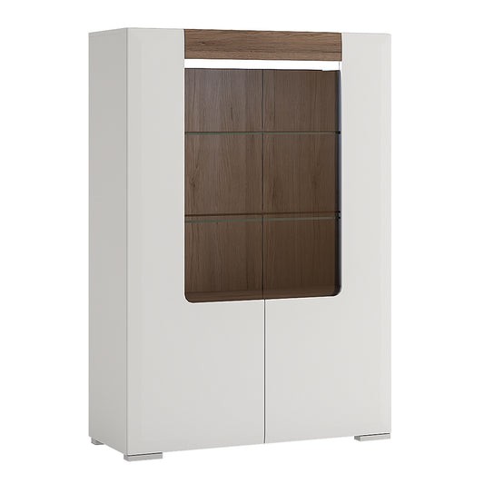 Tanisha Low Glazed 2 Door Display Cabinet with Internal Shelves (inc. Plexi Lighting)