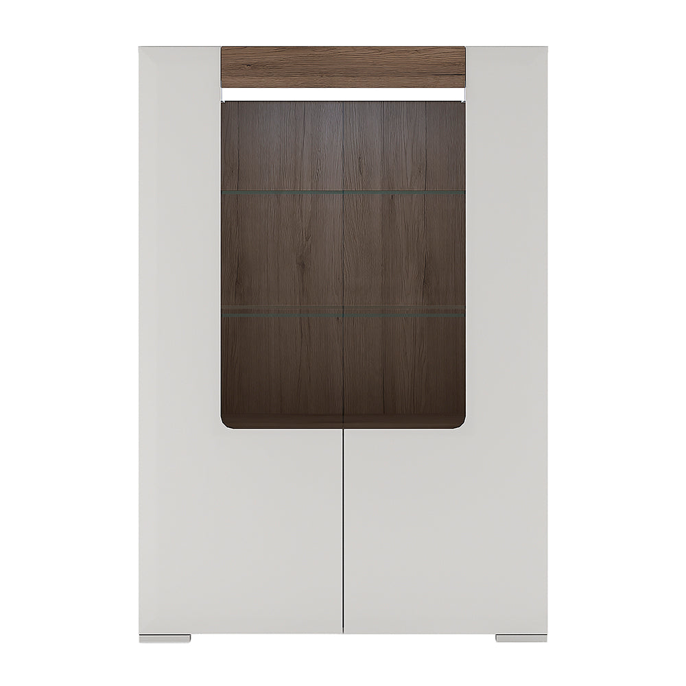 Tanisha Low Glazed 2 Door Display Cabinet with Internal Shelves (inc. Plexi Lighting)