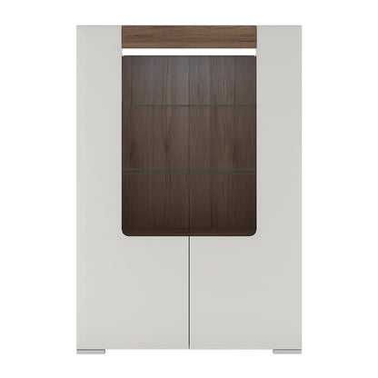Tanisha Low Glazed 2 Door Display Cabinet with Internal Shelves (inc. Plexi Lighting)