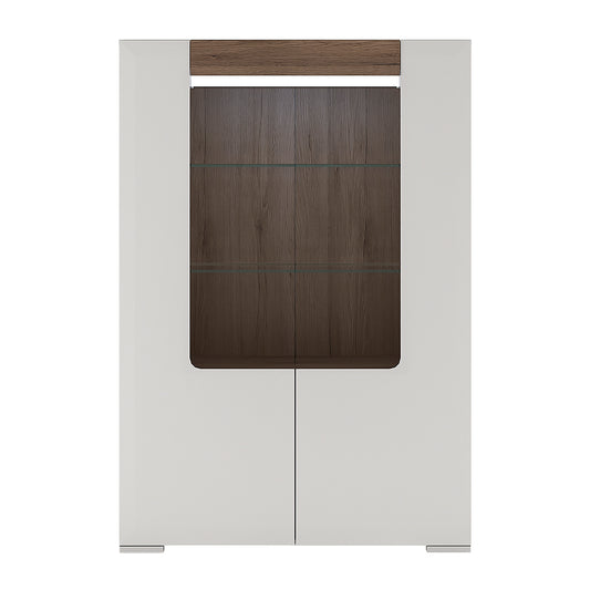 Tanisha Low Glazed 2 Door Display Cabinet with Internal Shelves (inc. Plexi Lighting)