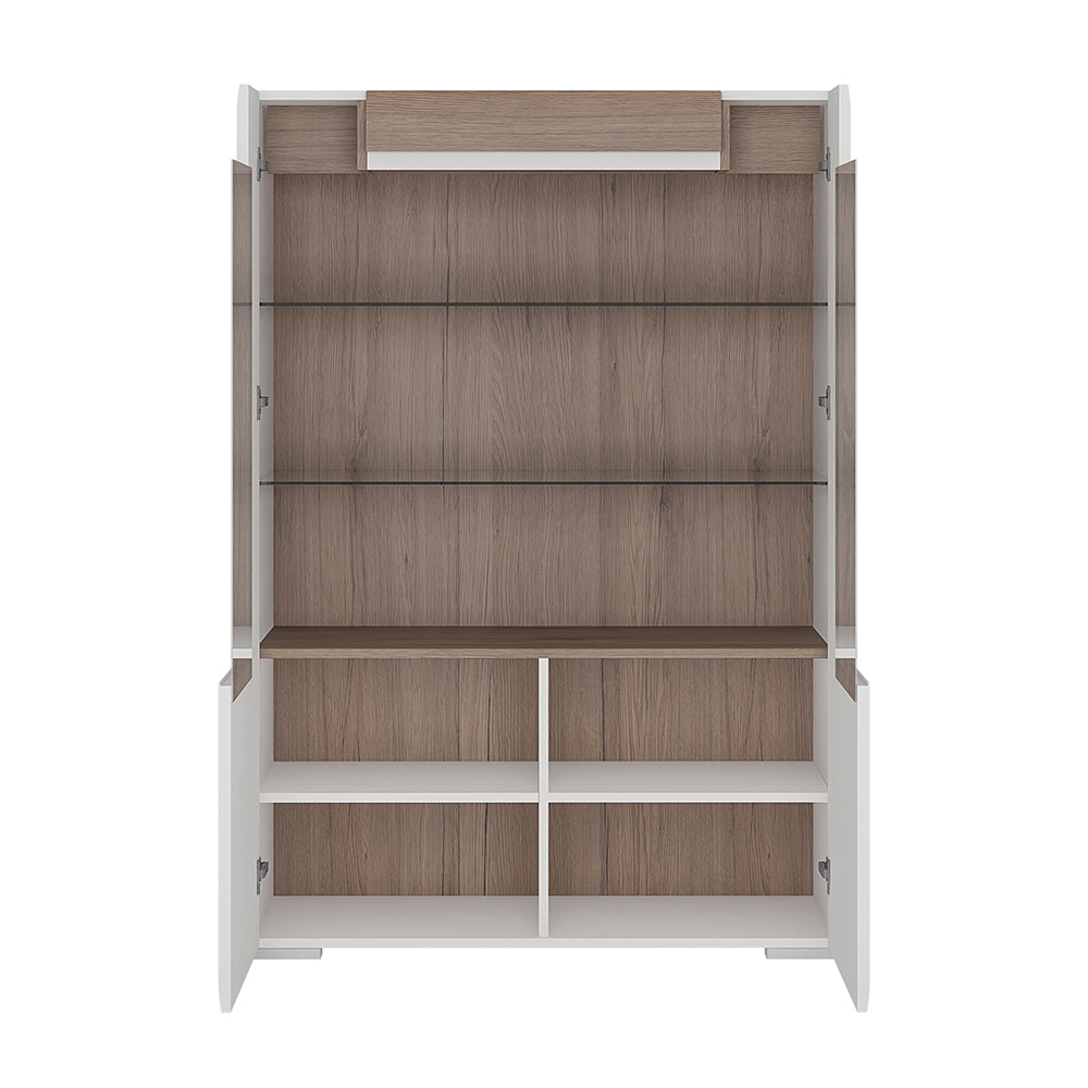Tanisha Low Glazed 2 Door Display Cabinet with Internal Shelves (inc. Plexi Lighting)