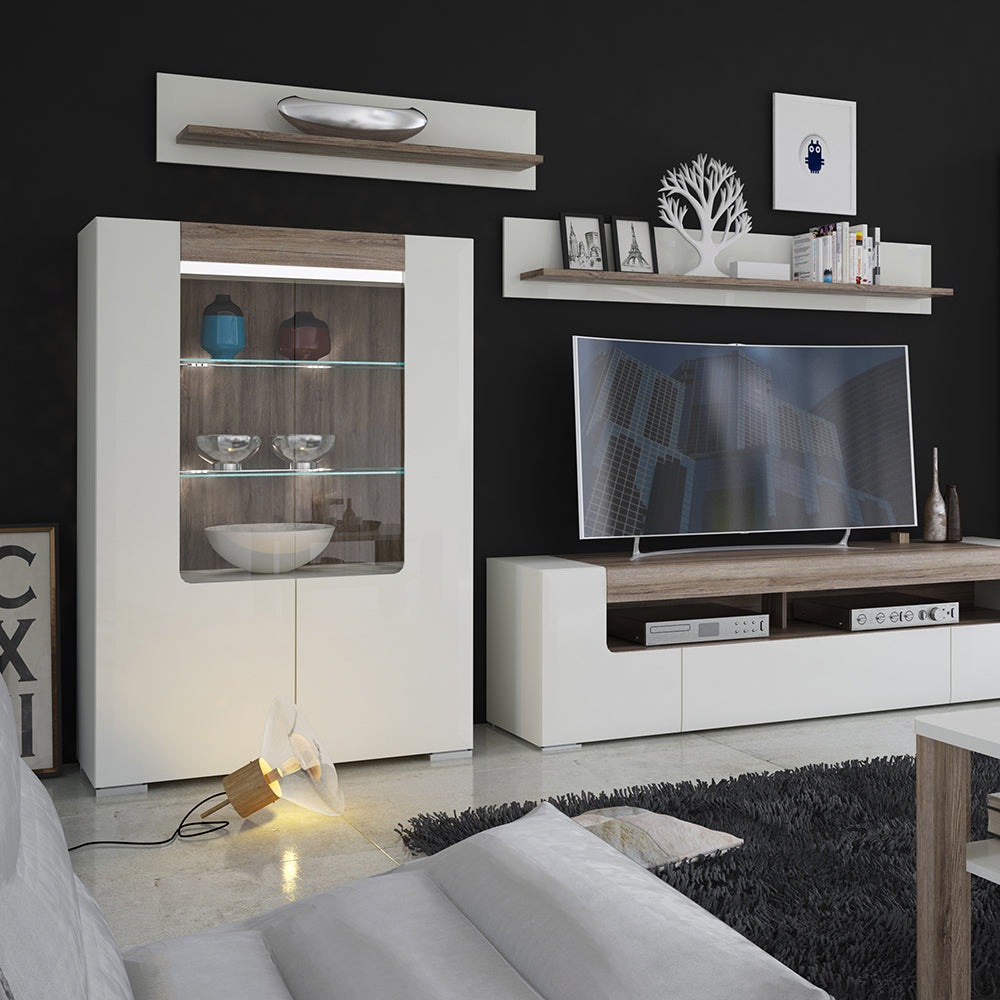 Tanisha Low Glazed 2 Door Display Cabinet with Internal Shelves (inc. Plexi Lighting)