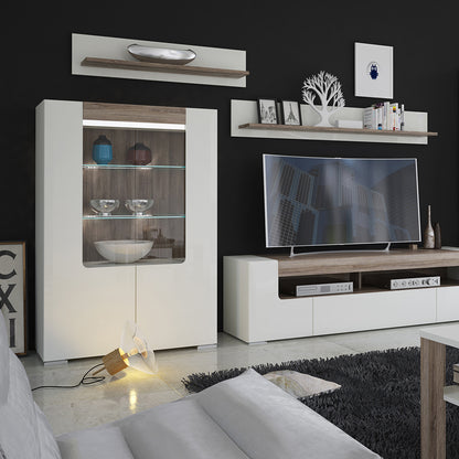 Tanisha Low Glazed 2 Door Display Cabinet with Internal Shelves (inc. Plexi Lighting)