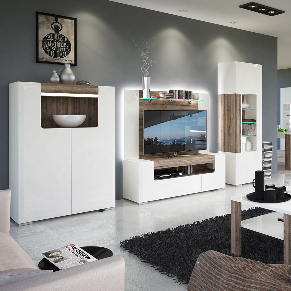 Tanisha Tall Narrow Glazed Display Cabinet with Internal Shelves (inc. Plexi Lighting)