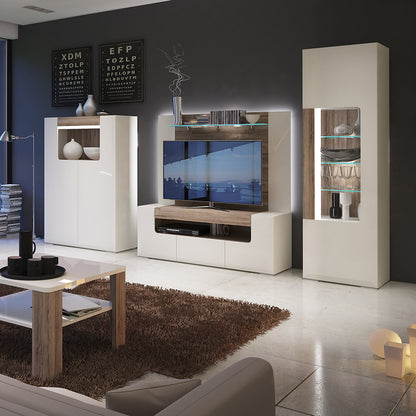 Tanisha Tall Narrow Glazed Display Cabinet with Internal Shelves (inc. Plexi Lighting)