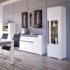 Tanisha Tall Narrow Glazed Display Cabinet with Internal Shelves (inc. Plexi Lighting)