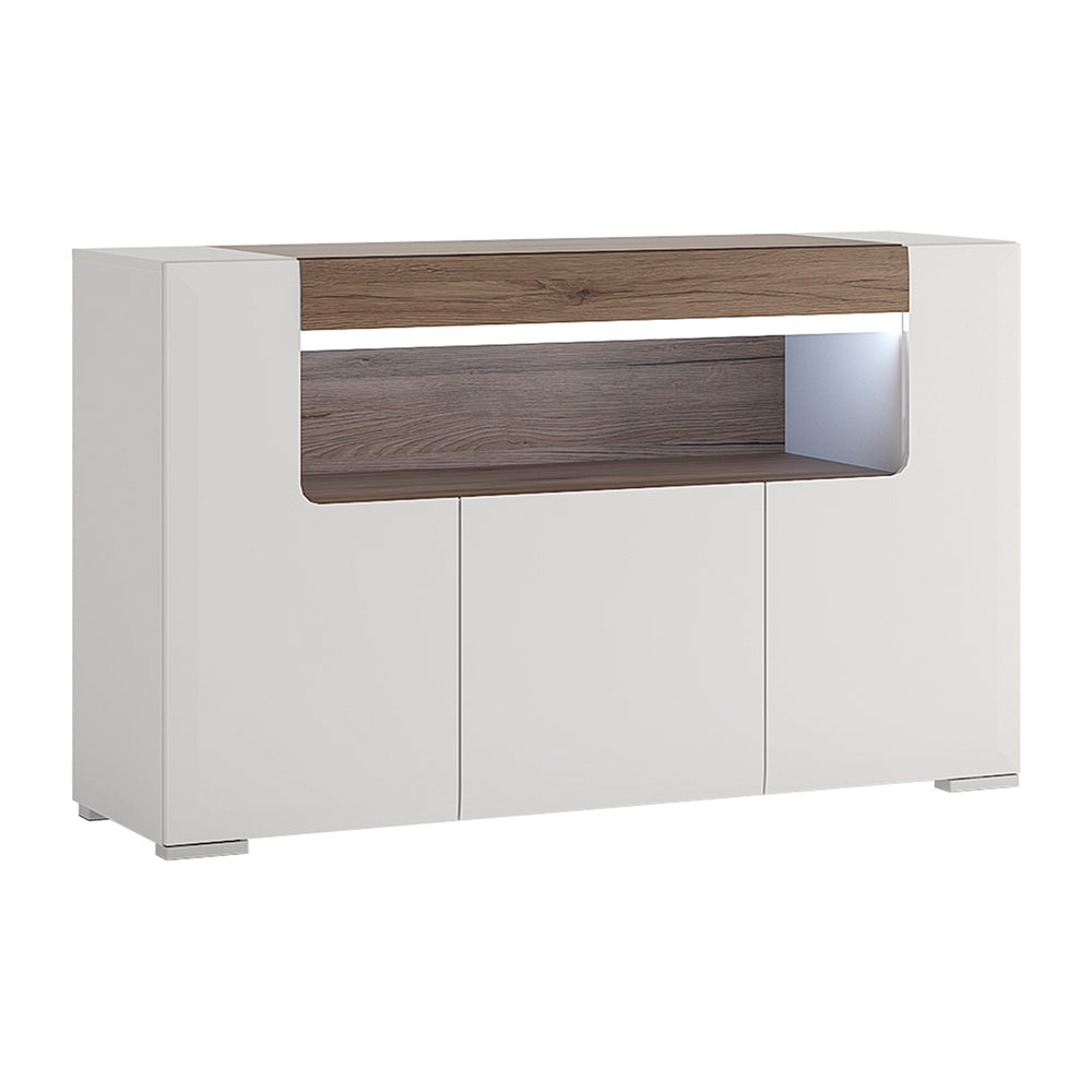 Tanisha 3 Door Sideboard with open shelving (inc. Plexi Lighting)