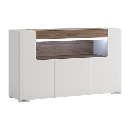 Tanisha 3 Door Sideboard with open shelving (inc. Plexi Lighting)