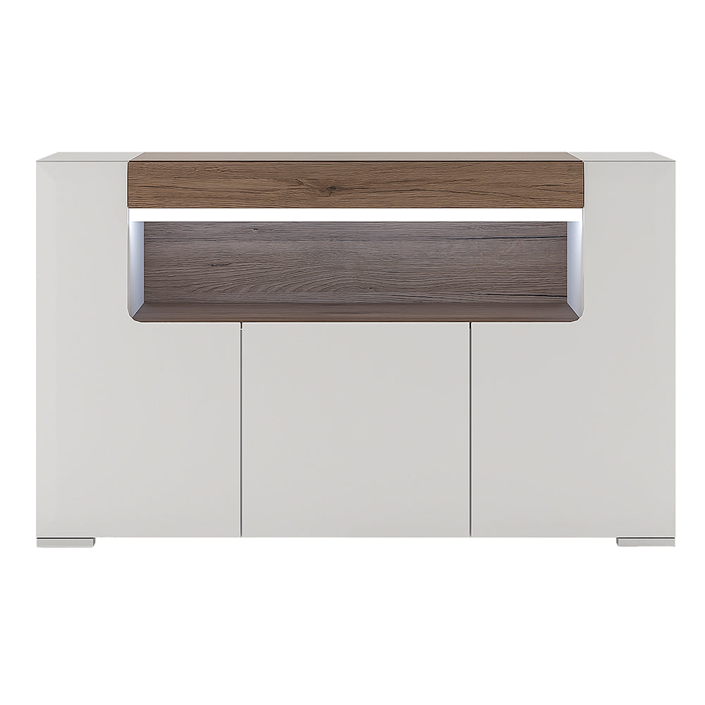 Tanisha 3 Door Sideboard with open shelving (inc. Plexi Lighting)