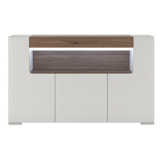 Tanisha 3 Door Sideboard with open shelving (inc. Plexi Lighting)