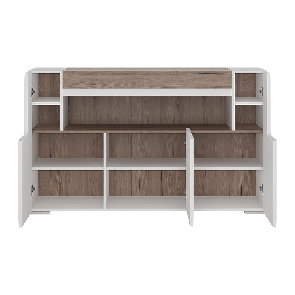 Tanisha 3 Door Sideboard with open shelving (inc. Plexi Lighting)