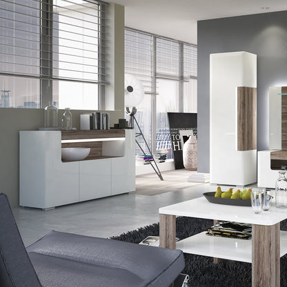 Tanisha 3 Door Sideboard with open shelving (inc. Plexi Lighting)
