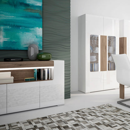 Tanisha 3 Door Sideboard with open shelving (inc. Plexi Lighting)