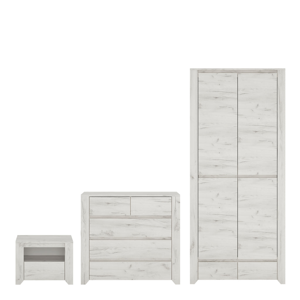 Annaliese Trio - 1 Drawer Bedside Cabinet + 2+3 Chest of Drawers + 2 Door 2 Drawer Fitted Wardrobe