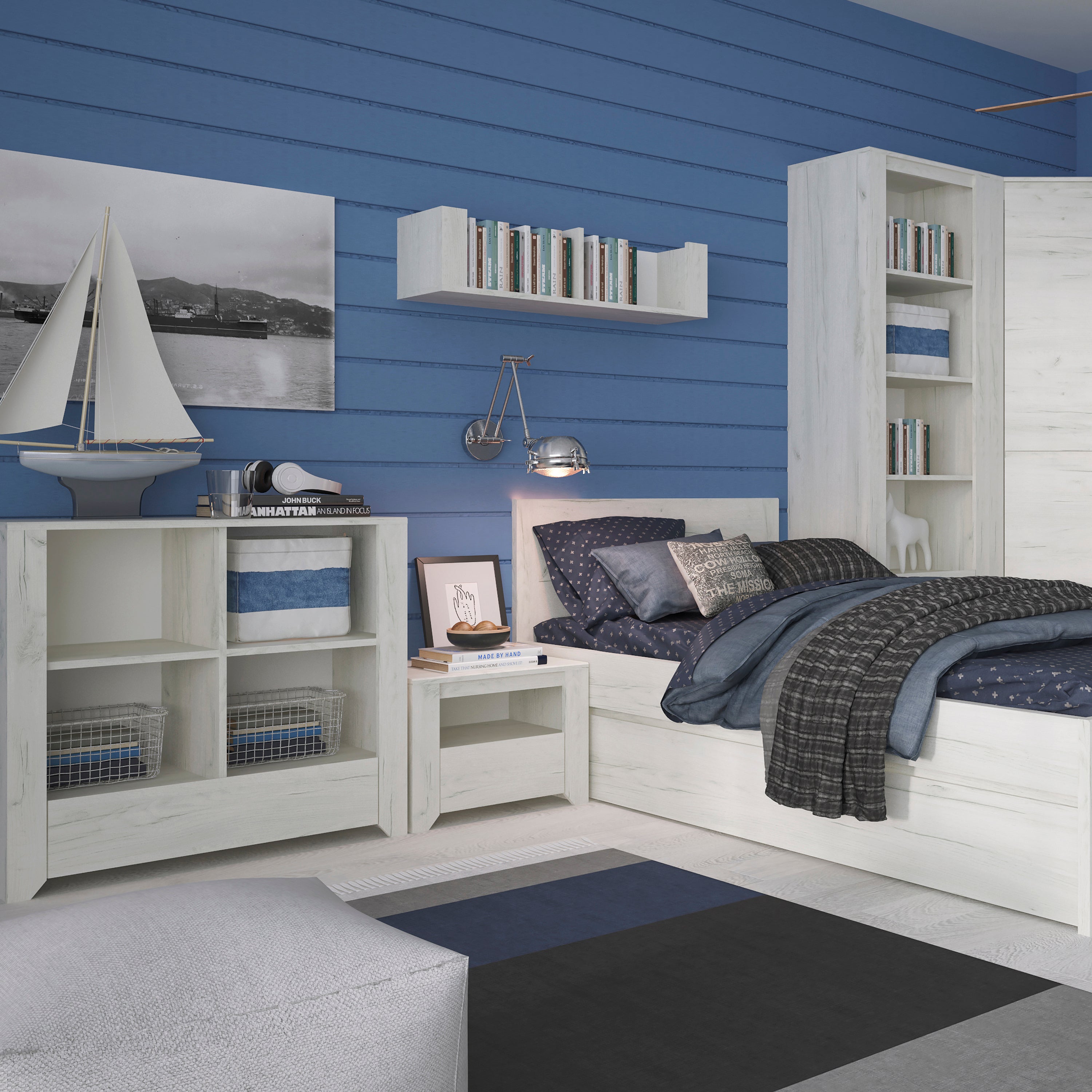 Annaliese Trio - 1 Drawer Bedside Cabinet + 2+3 Chest of Drawers + 2 Door 2 Drawer Fitted Wardrobe