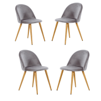 Lucia Halo Dining Set, a Table and Chairs Set of 4, Oak/Grey