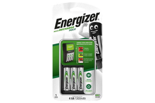 Energizer Maxi Charger with 4x 1300mAh AA Rechargeable Batteries