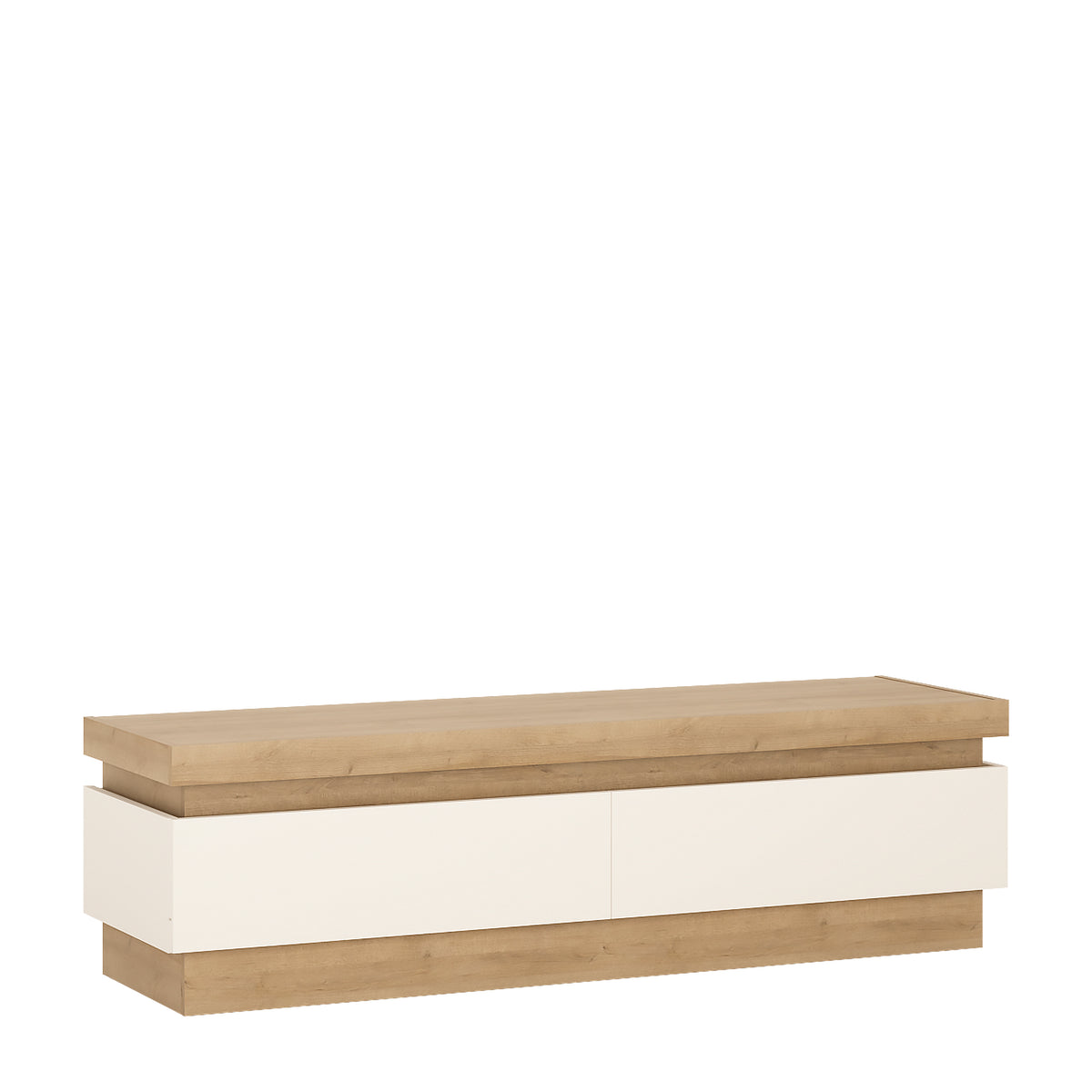 Lucille 2 Drawer TV Cabinet in Riviera Oak/White High Gloss