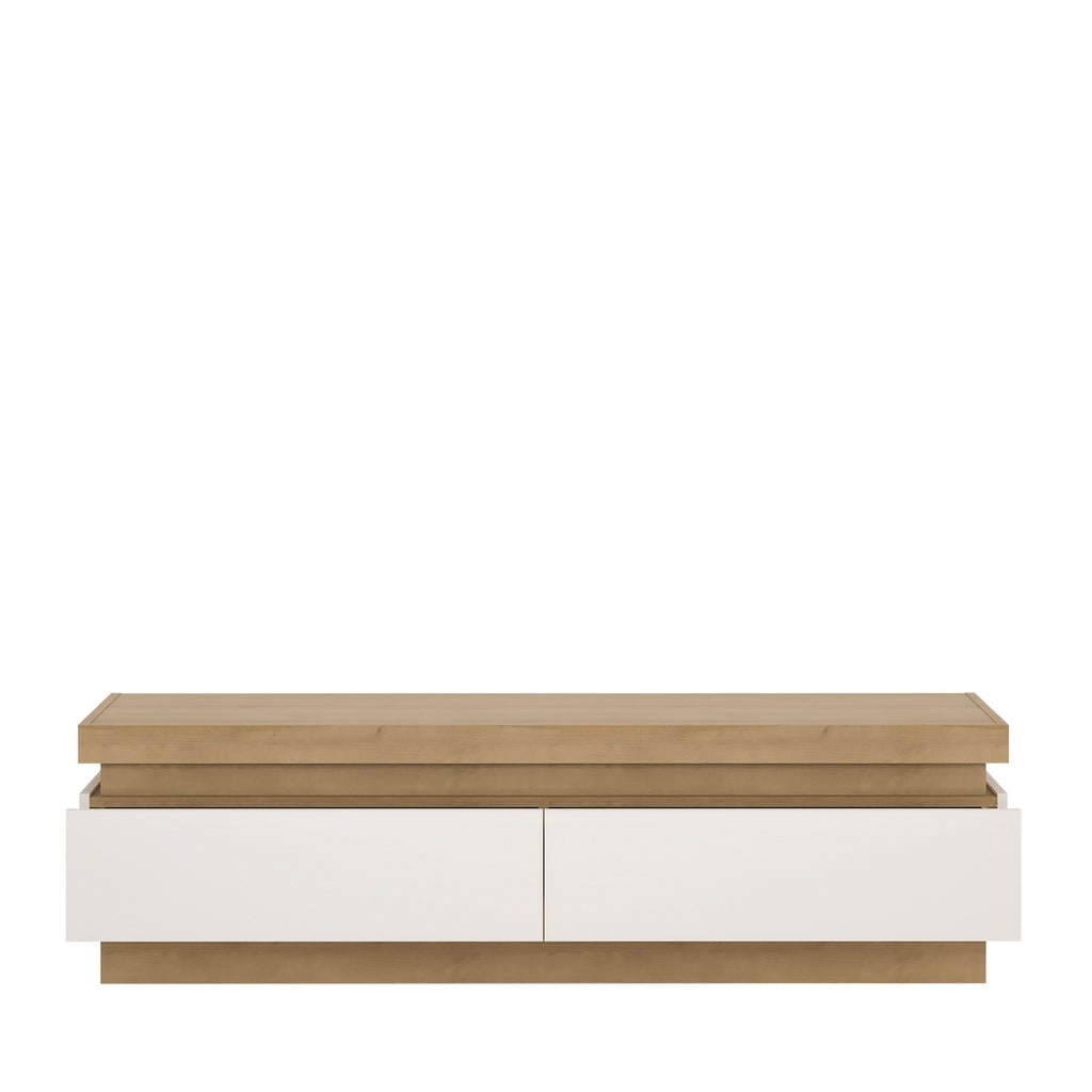 Lucille 2 Drawer TV Cabinet in Riviera Oak/White High Gloss