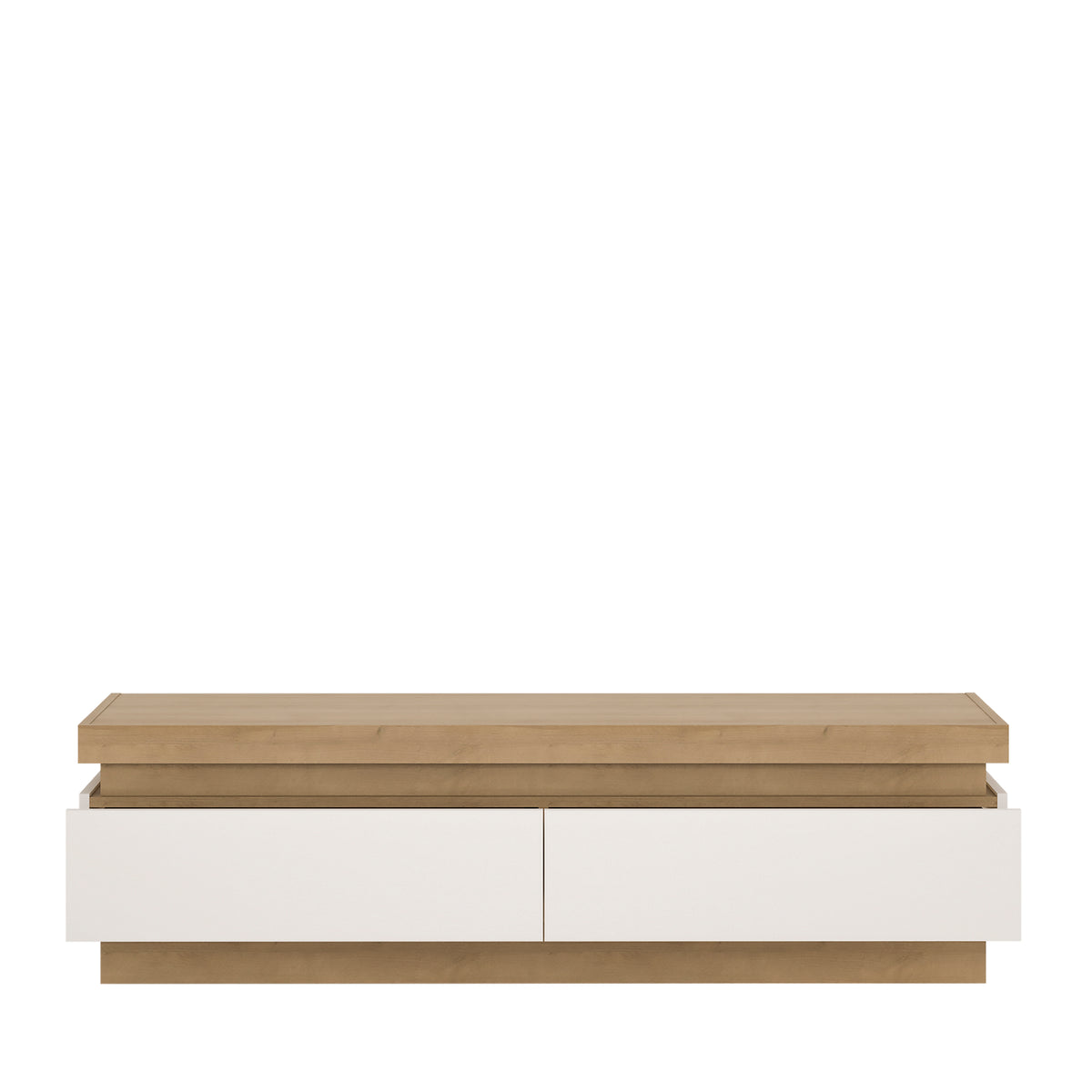 Lucille 2 Drawer TV Cabinet in Riviera Oak/White High Gloss