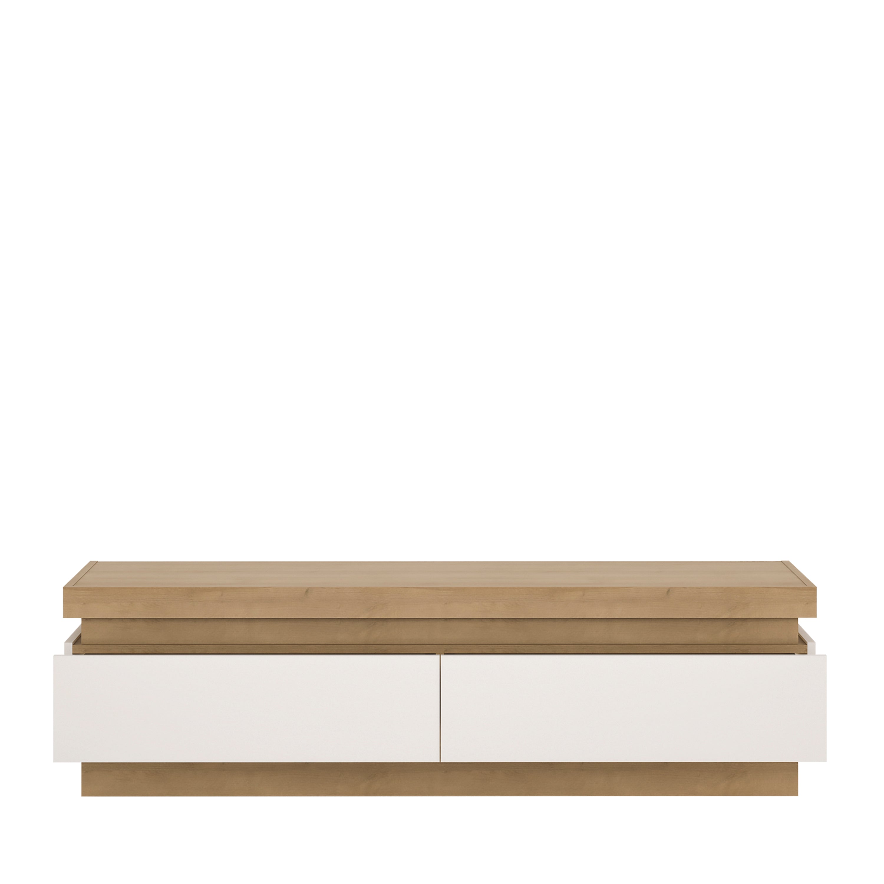 Lucille 2 Drawer TV Cabinet in Riviera Oak/White High Gloss