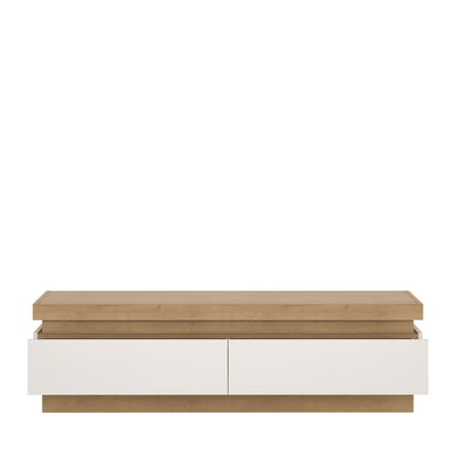 Lucille 2 Drawer TV Cabinet in Riviera Oak/White High Gloss