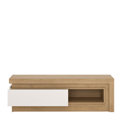 Lucille 1 Drawer TV Cabinet with Open Shelf in Riviera Oak/White High Gloss