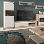 Lucille 1 Drawer TV Cabinet with Open Shelf in Riviera Oak/White High Gloss