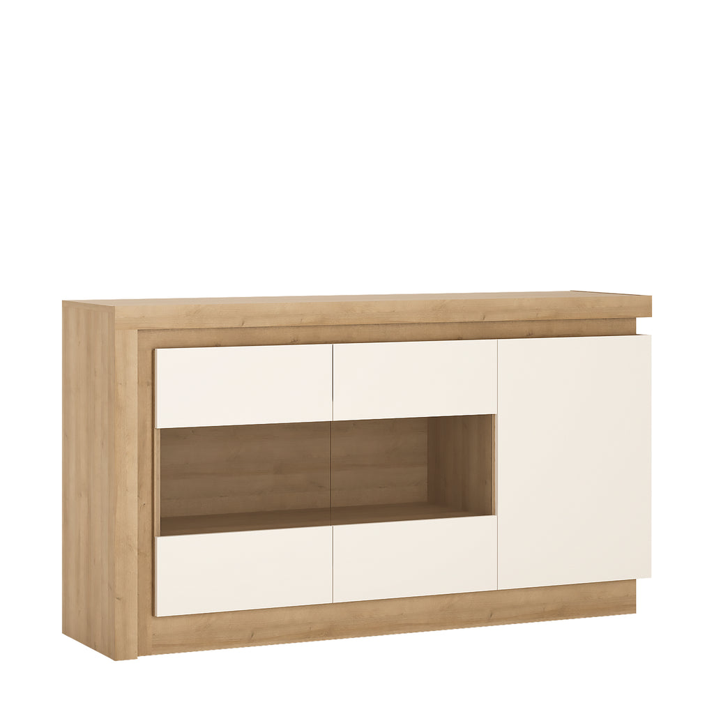 Lucille 3 Door Glazed Sideboard in Riviera Oak/White High Gloss