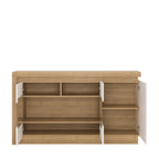 Lucille 3 Door Glazed Sideboard in Riviera Oak/White High Gloss
