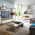 Lucille 3 Door Glazed Sideboard in Riviera Oak/White High Gloss