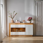 Lucille 3 Door Glazed Sideboard in Riviera Oak/White High Gloss
