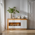 Lucille 3 Door Glazed Sideboard in Riviera Oak/White High Gloss