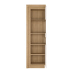 Lucille Tall Narrow Display Cabinet (RHD) in Riviera Oak/White High Gloss