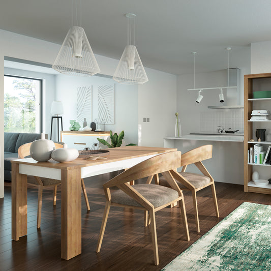 Lucille Large Extending Dining Table 160-200cm in Riviera Oak/White High Gloss