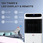 Mobile Air Cooler, 12L Tank Evaporative Ice Cooling Fan Water Conditioner Humidifier Unit with 3 Modes, 3 Speed, Remote, Timer, Oscillating for Home Bedroom