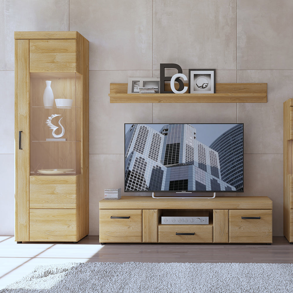 Chester Tall Glazed Display Cabinet (RH) in Grandson Oak
