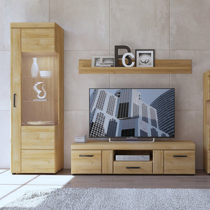 Chester Tall Glazed Display Cabinet (RH) in Grandson Oak