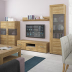Chester Tall Glazed Display Cabinet (RH) in Grandson Oak