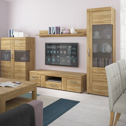 Chester Tall Glazed Display Cabinet (RH) in Grandson Oak
