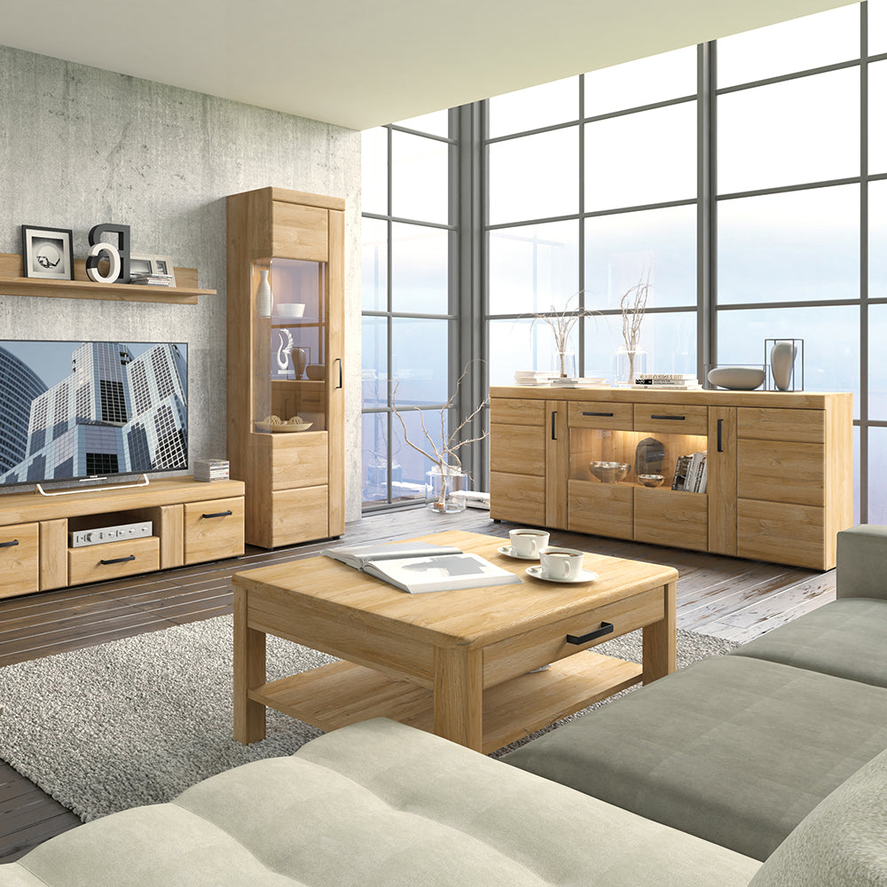 Chester Tall Glazed Display Cabinet (LH) in Grandson Oak