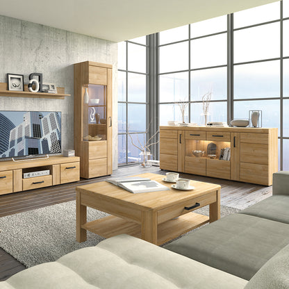Chester Tall Glazed Display Cabinet (LH) in Grandson Oak