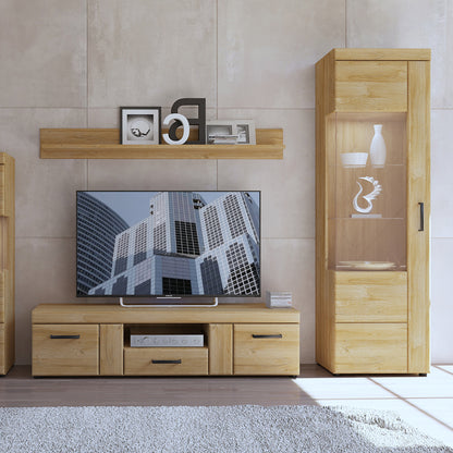Chester Tall Glazed Display Cabinet (LH) in Grandson Oak
