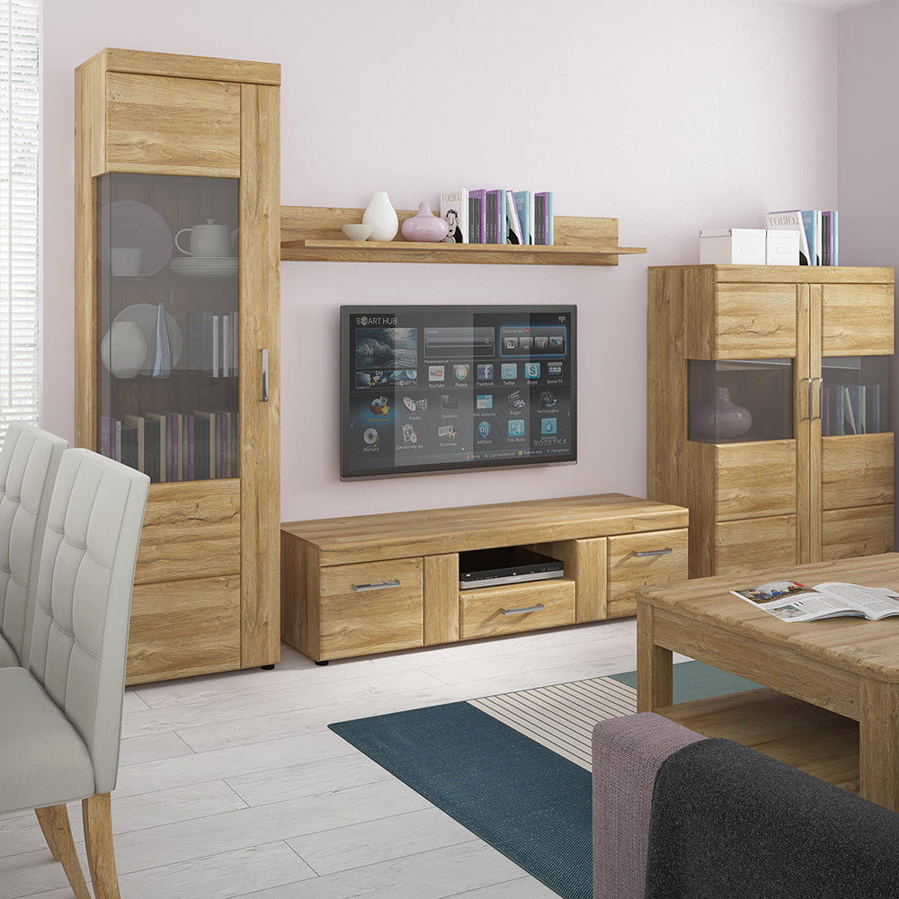 Chester Tall Glazed Display Cabinet (LH) in Grandson Oak