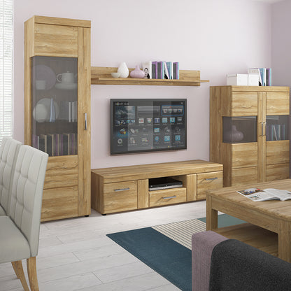 Chester Tall Glazed Display Cabinet (LH) in Grandson Oak