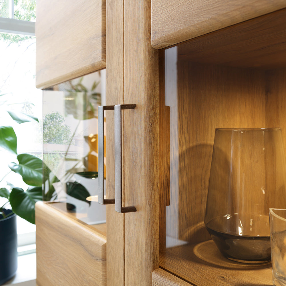 Chester Tall Glazed Display Cabinet (LH) in Grandson Oak