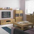 Chester Low Wide 2 Door Display Cabinet in Grandson Oak