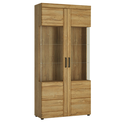 Chester Tall Wide 2 Door glazed Display Cabinet in Grandson Oak