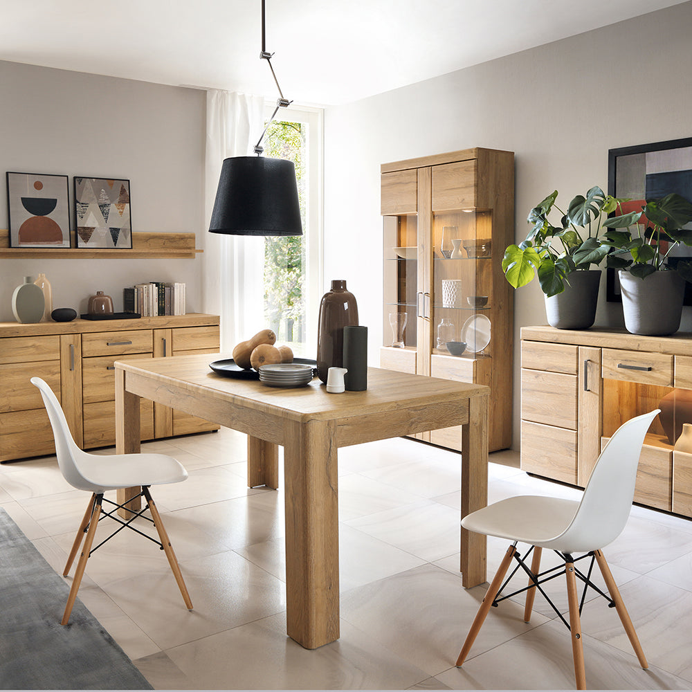 Chester Tall Wide 2 Door glazed Display Cabinet in Grandson Oak