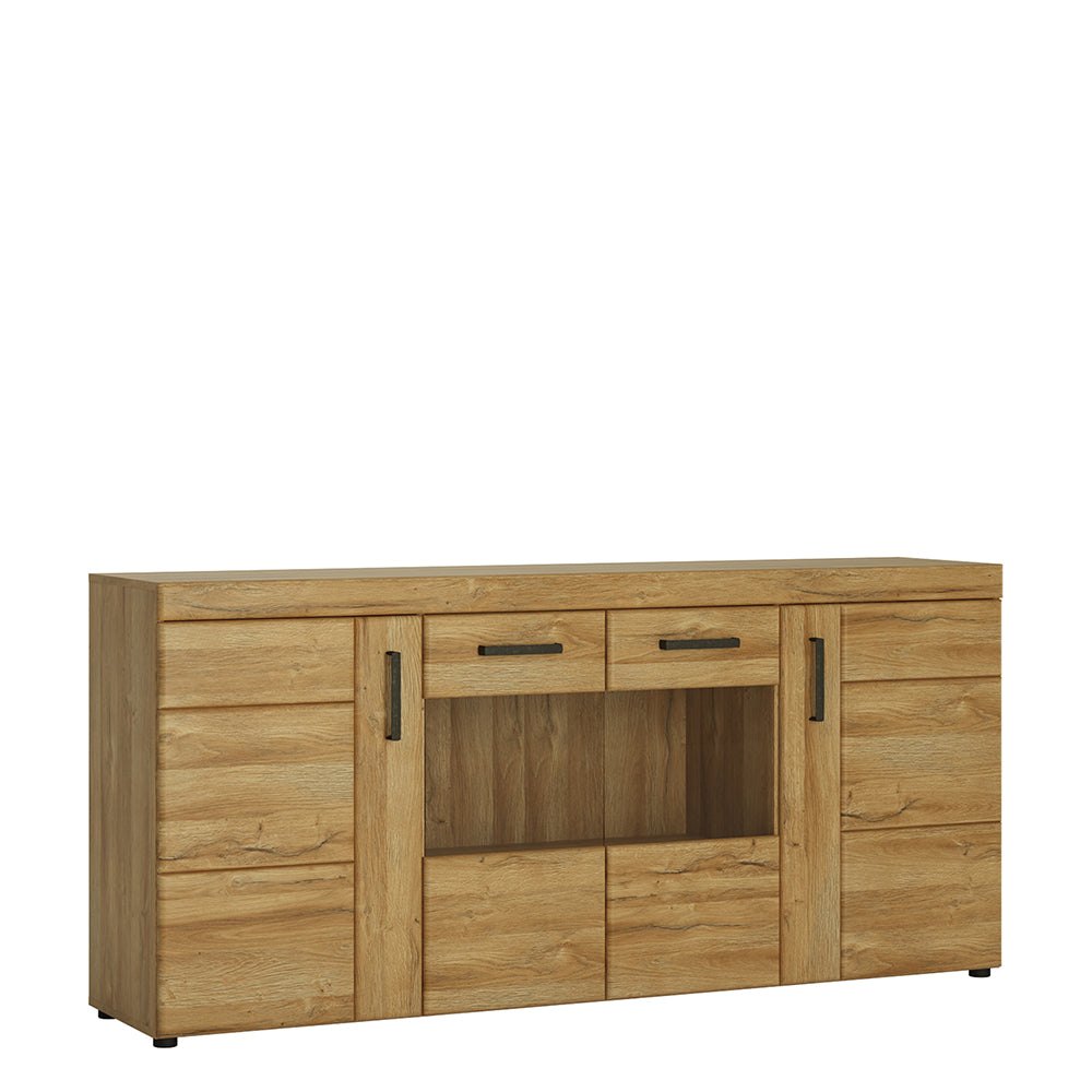 Chester 4 Door Wide Glazed Sideboard in Grandson Oak